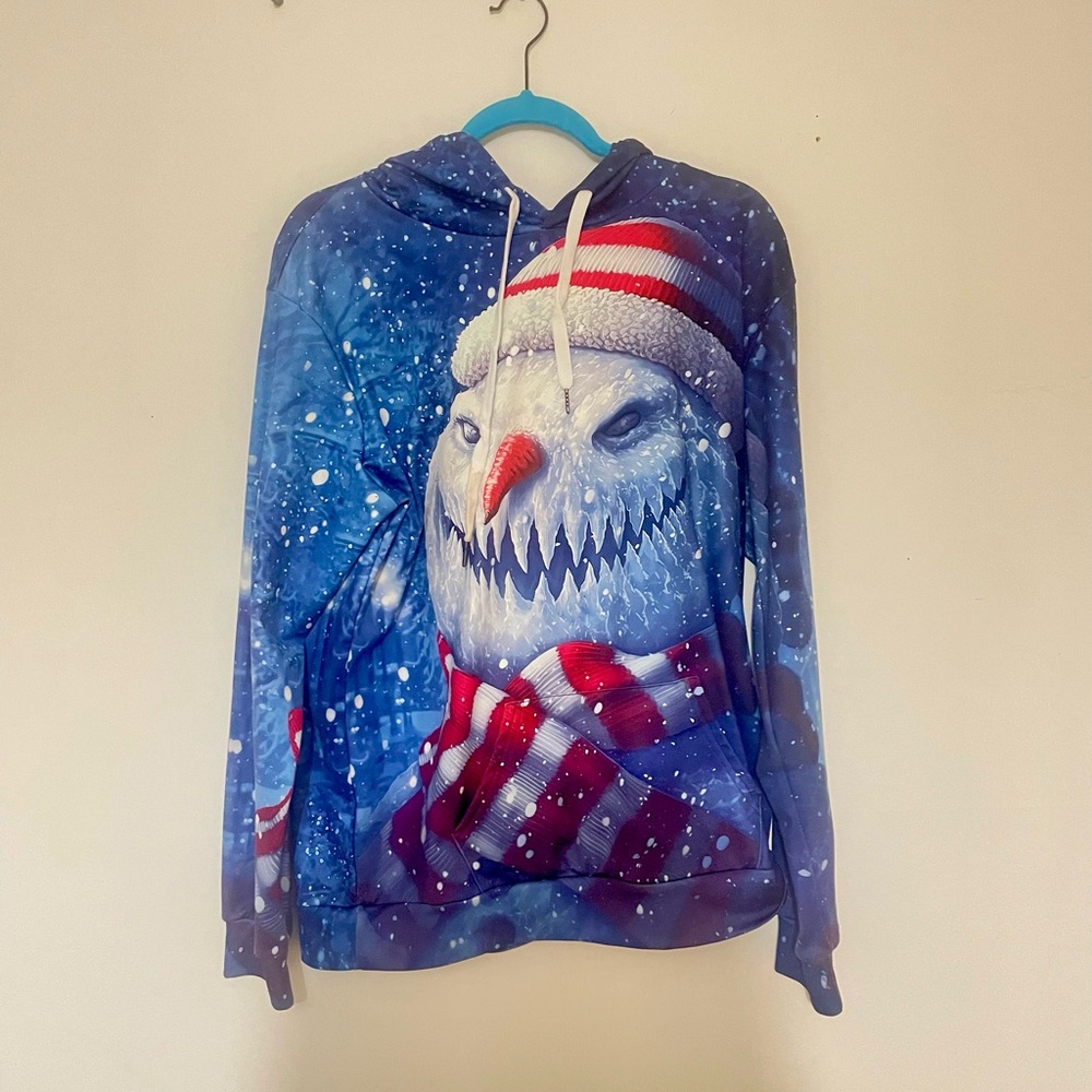 Blue Snowman Graphic Women’s Hoodie